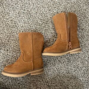 Toddler Brown Suede Ankle Boots with Side Zipper
